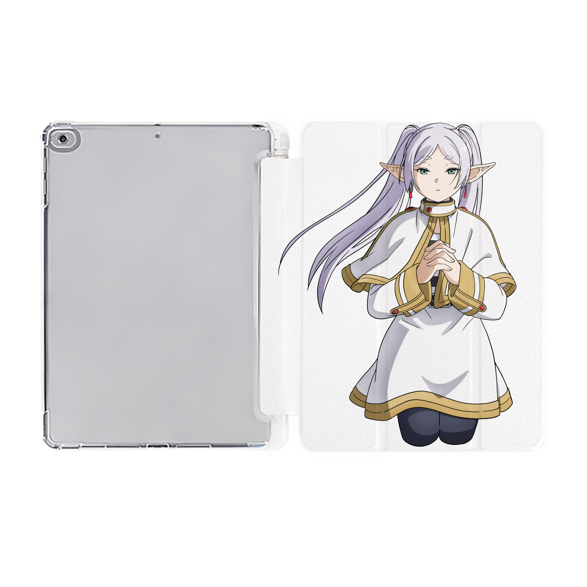 （画像用） 葬送のフリーレン Frieren IPad ケース ペン収納付き 三つ折りスタンド PUレザー×シリコン 対応機種9.5/10.5/10.9インチ